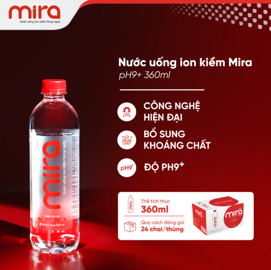 Nước uống ion kiềm Mira pH9+ 360ml
